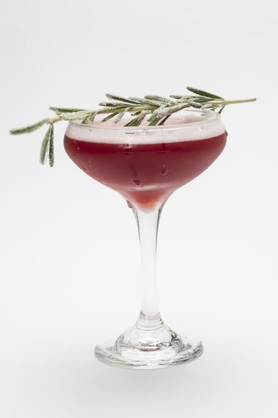 Festive cocktail in a champagne glass