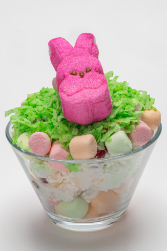 Pink bunny topped marshmallow cup